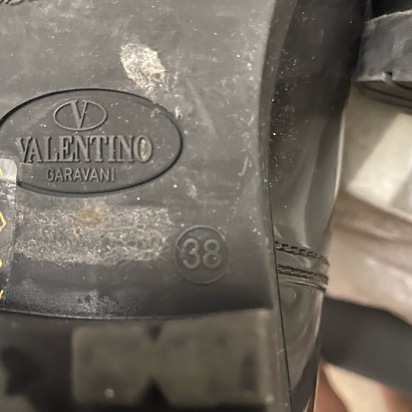 Valentino Black Rockstud Rubber Rainboots 38 US 7 Preowned - Picture 9 of 9